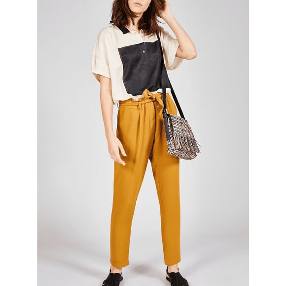 Cotélac Pants - Cotelac Belted High Rise Trousers Pants Straight Leg Sophisticated Minimalist